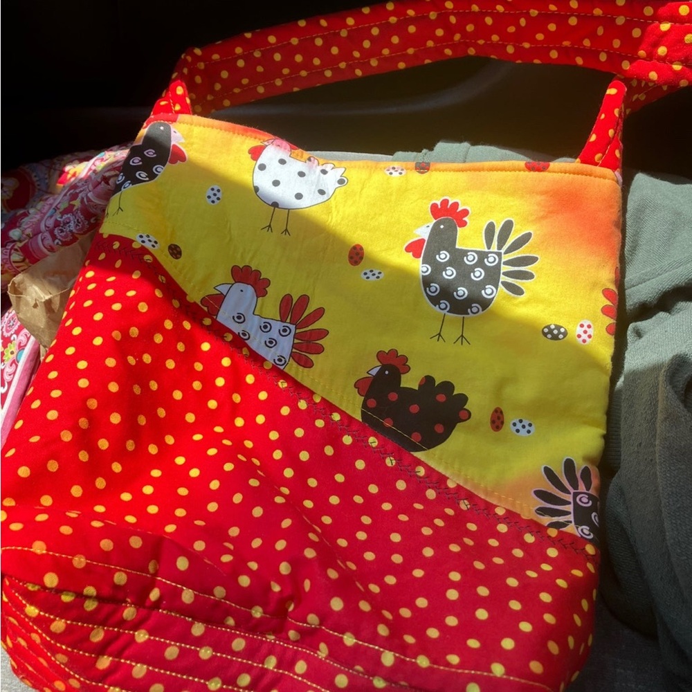 Colorful Chicken Print Tote Bag